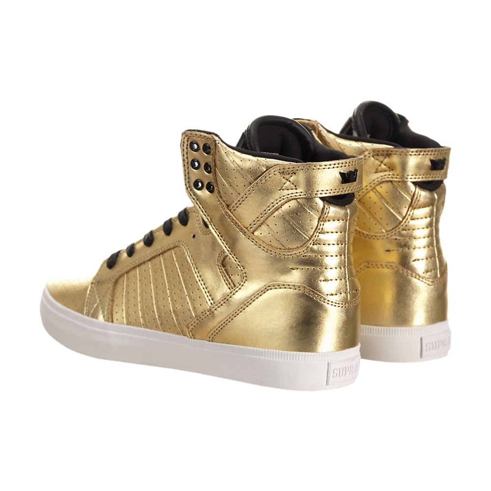 Baskets Montantes Supra SkyTop LS Doré Gold/White Homme | CAO-26129724